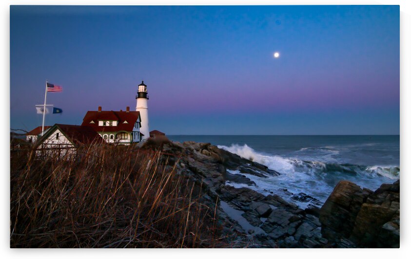 Maine Portland Cape Elizabeth Lighthouse Sunset 4 by Norma Brandsberg Photography