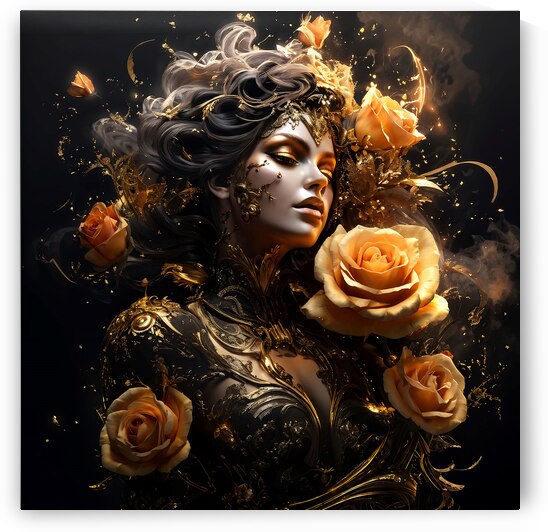 Woman holding Golden Roses by Abdu innovations