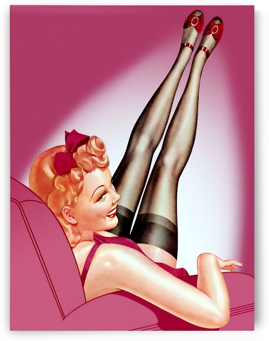 Pin Up Art Blonde With Legs Up by vintagesupreme