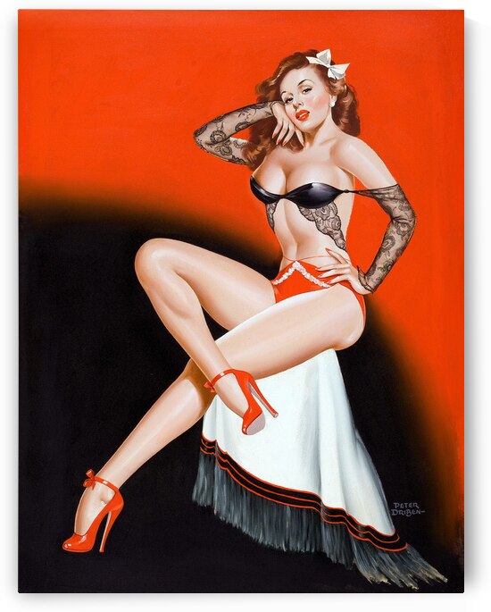 Redhead on Fringed Shawl by vintagesupreme