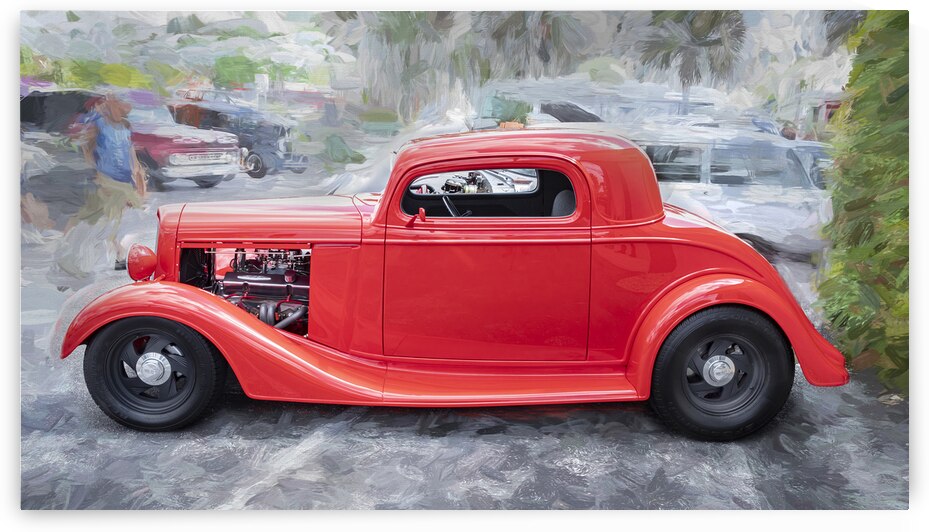 1934 Red Ford 3 Window Coupe X 2 by Rich Franco