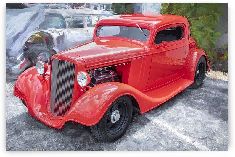 1934 Red Ford 3 Window Coupe X 3 by Rich Franco
