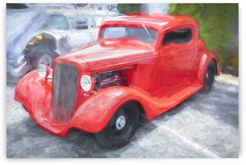 1934 Red Ford 3 Window Coupe X 8 by Rich Franco