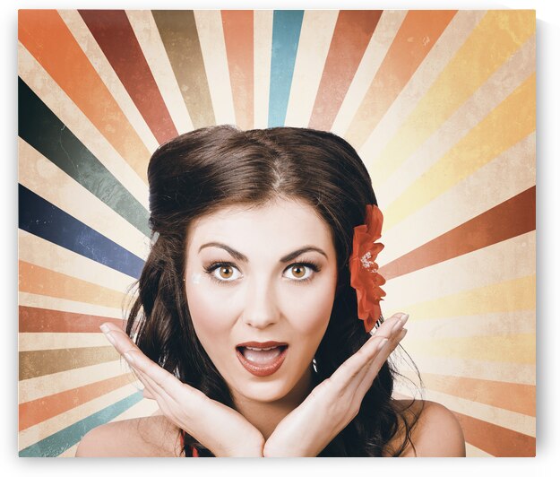 Beautiful retro brunette girl with surprised look by Jorgo