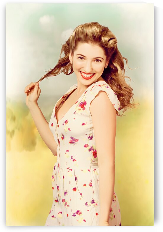 Vintage pinup woman with pretty make-up and hair by Jorgo