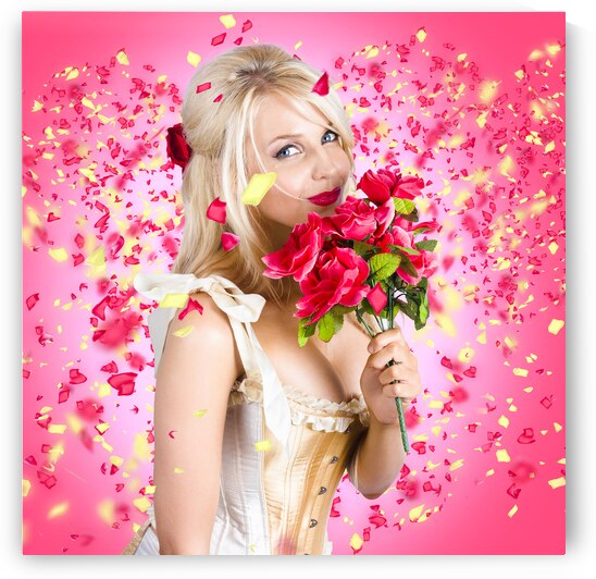 Sentimental lady with flowers. Falling in love by Jorgo