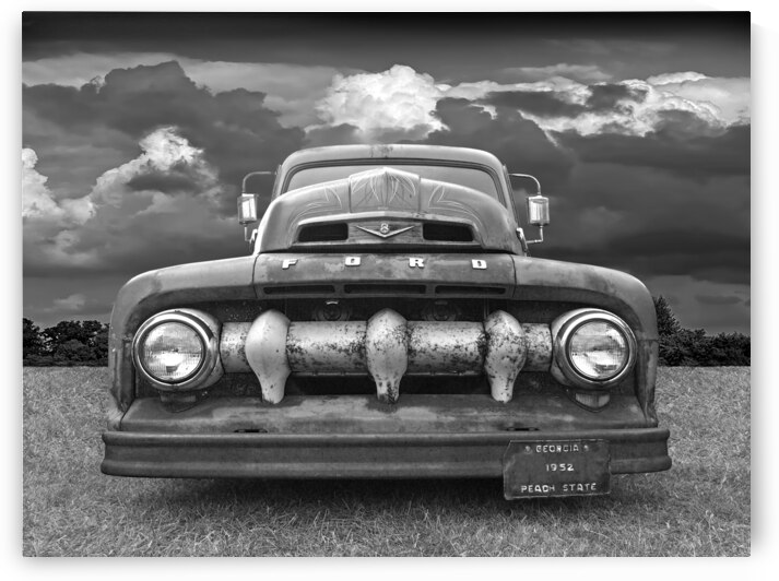 1952 Rusty Ford F-1 Black and White by Gill Billington