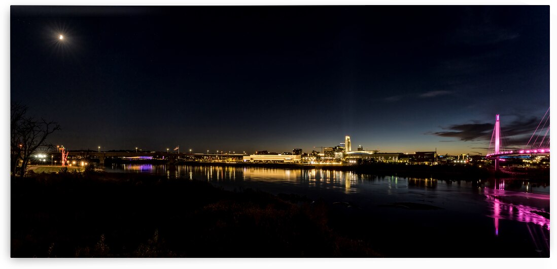 Missouri River Nebraska Iowa Night Pano by Jennifer White