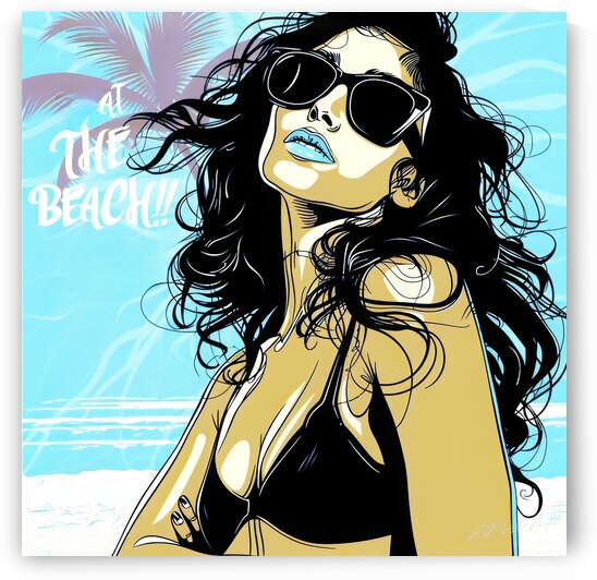 At The Beach Tanning by SykArt Designs