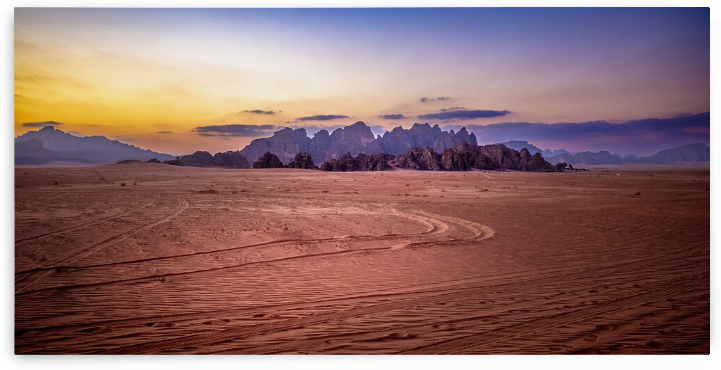 sunset in wadi rum desert.  by Gualtiero Boffi