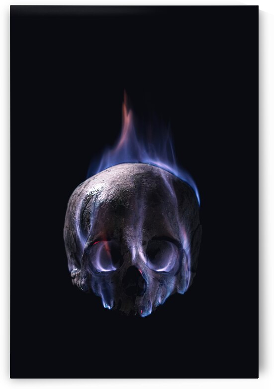 human skull in flames  by Gualtiero Boffi