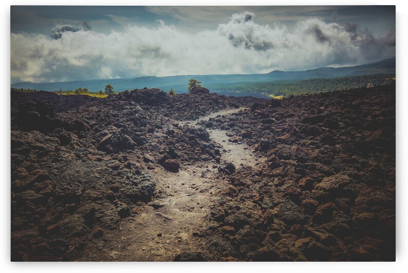 path among the volcanic rocks of Mount Etna. by Gualtiero Boffi