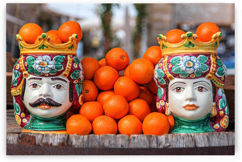 traditional Sicilian ceramic heads  by Gualtiero Boffi