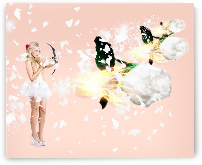 Beautiful cupid woman firing romance arrows by Jorgo