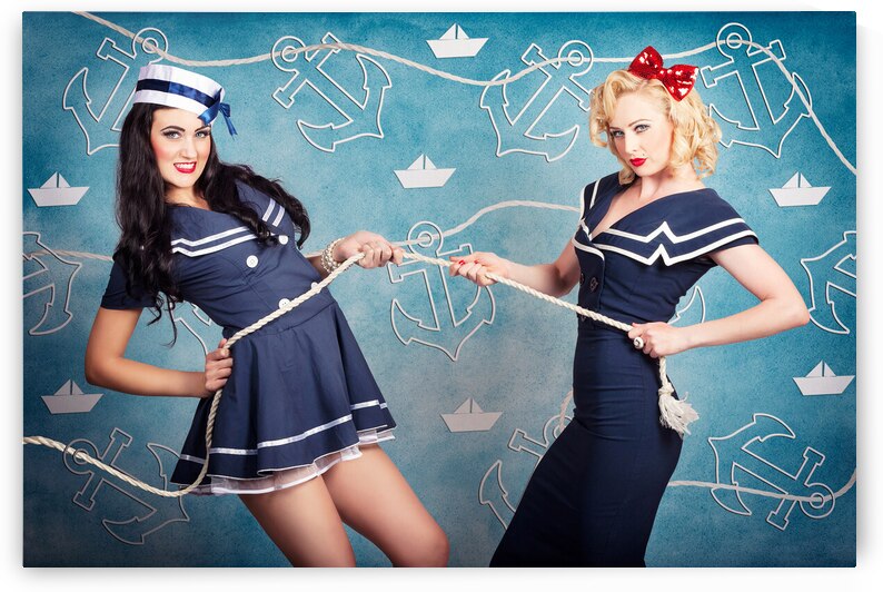 Beautiful navy pinup girls on marine background by Jorgo