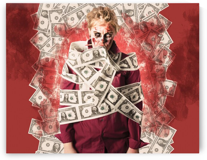 Zombie tied up in financial debt. Dead money by Jorgo