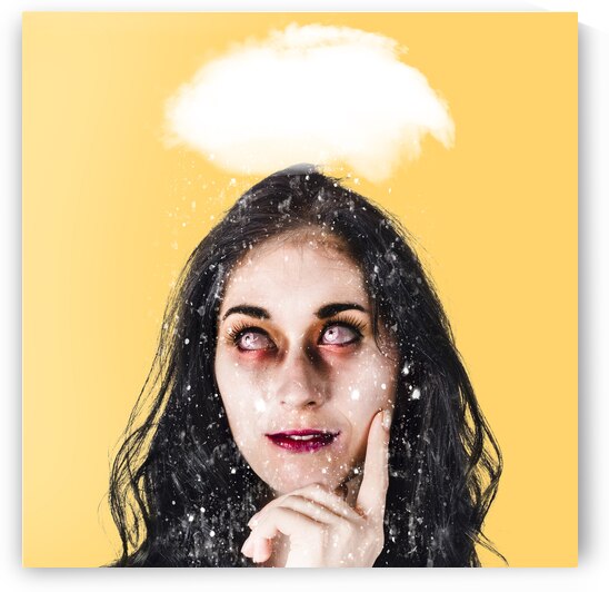 Dead zombie business woman brainstorming a idea by Jorgo