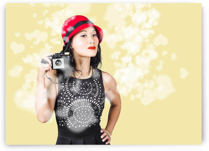 Photographer taking photos with retro film camera by Jorgo