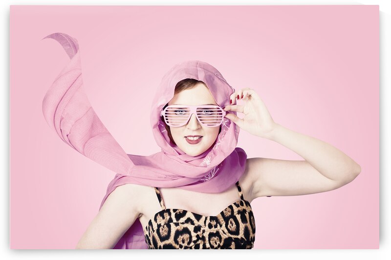 Beautiful retro girl in pink 1950 pinup fashion by Jorgo