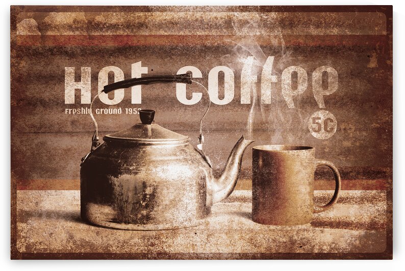 Fine art coffee shop tin sign insignia by Jorgo