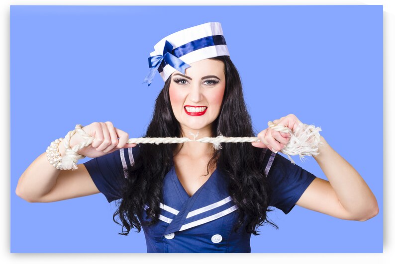 Navy pin up poster girl breaking rope  by Jorgo