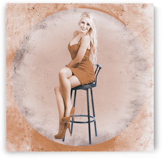 Happy american style pin-up girl on retro chair by Jorgo