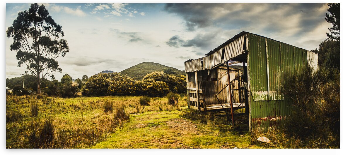 Rural abandoned shed in old rural countryside by Jorgo