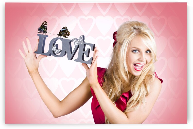 Affectionate blonde woman with love butterflies by Jorgo