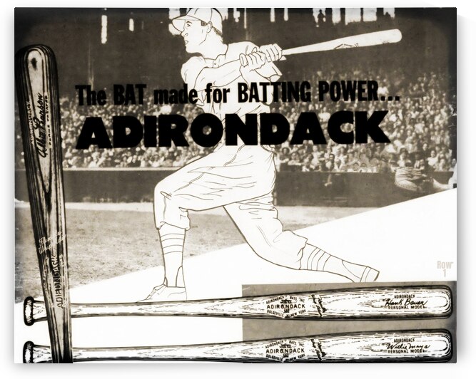 1960 adirondack baseball bat ad  by Row One Brand