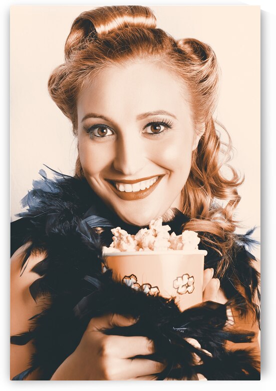 Fifties Pinup Woman Seeing Movie At Retro Cinema by Jorgo