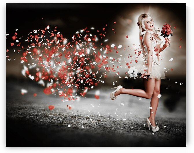Happy Flower Girl In A Running Love Heart Romance by Jorgo