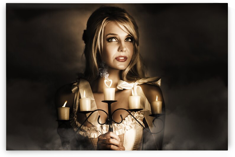 Romantic Blonde Woman Holding The Light Of Love by Jorgo