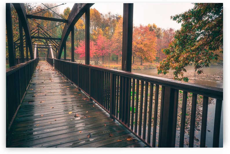 Fall View on the Wooden Pedestrian Bridge by Jason Fink