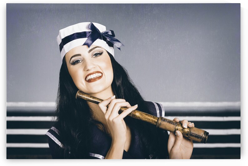 Young vintage sailor girl looking out to sea by Jorgo