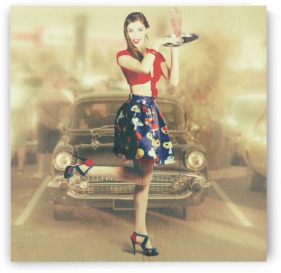 Vintage drive thru pin-up girl by Jorgo