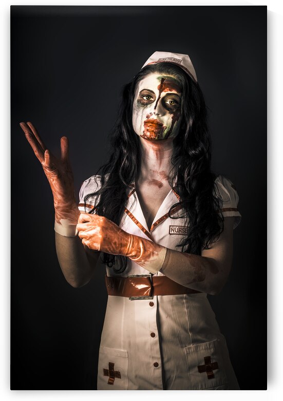 Living dead health professional putting on gloves by Jorgo