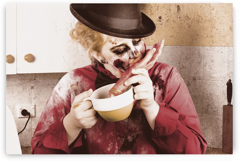 Unhealthy zombie eating finger food by Jorgo