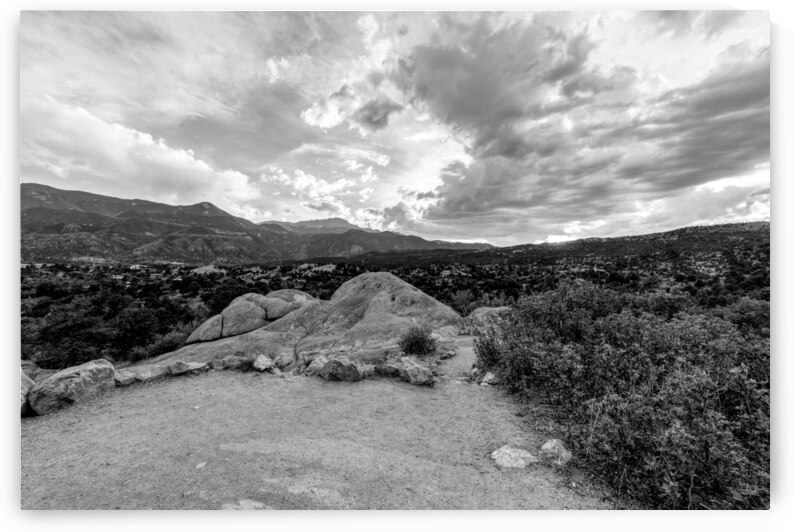 Ending The Day Hiking Colorado Springs Grayscale by Jennifer White