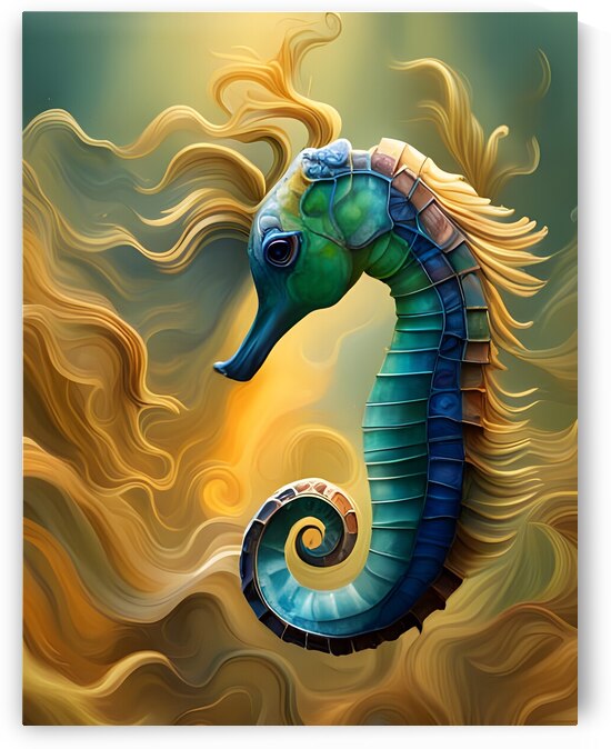 A seahorse with a gold mane by Sen Tinel