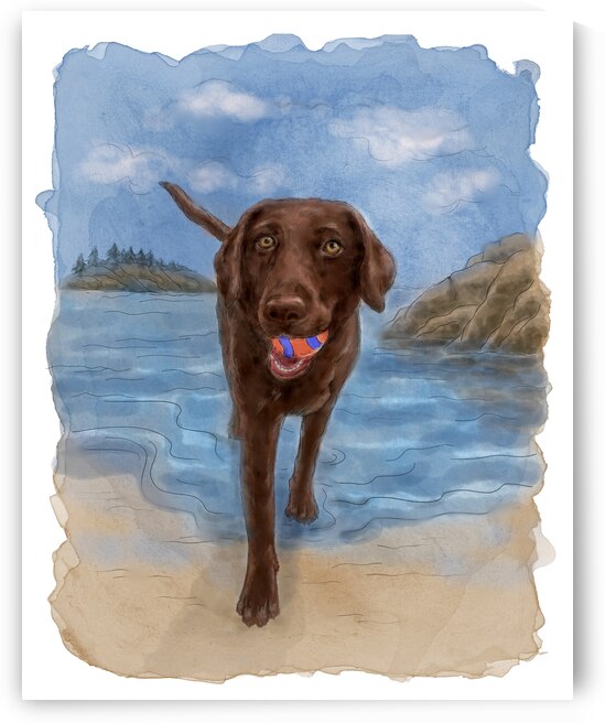 Labrador Retriever dog portrait watercolor painting by Kevin Miller Photography