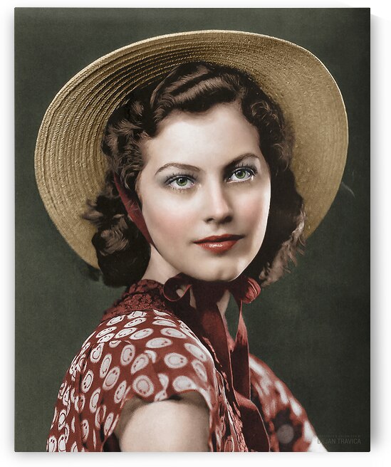 Ava Gardner with a straw hat as a teenage girl 1939. Colorized. by Dejan Travica