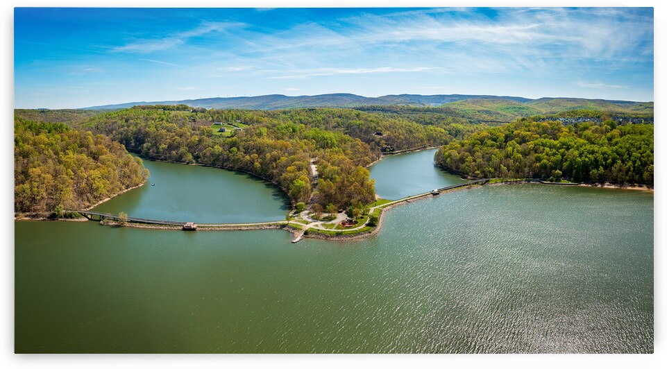 Aerial panorama of Cheat Lake Park near Morgantown WV by Steve Heap