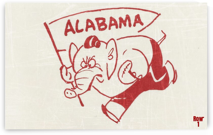 Vintage Alabama Mascot Art by Row One Brand