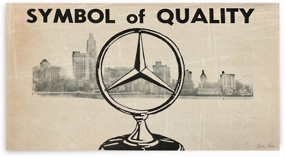 vintage mercedes car ad by Row One Brand