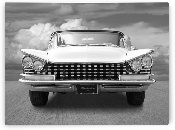1959 Buick Grille and Headlights BW by Gill Billington