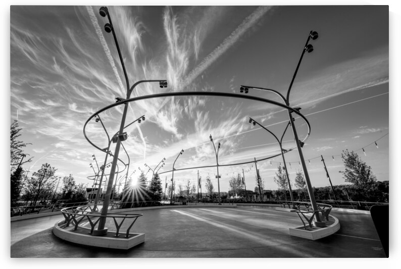 Omaha Skate Ribbon Morning Sunburst Grayscale by Jennifer White