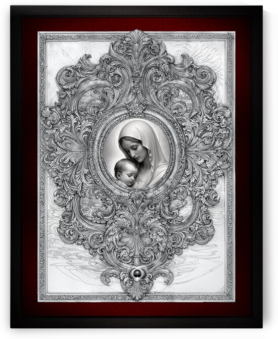 A tranquil illustration of Mary holding the sleeping baby Jesus AI Art by Xzendor7 by xzendor7