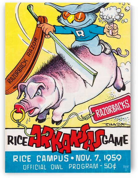 1959 Rice vs. Arkansas Football Cover Art by Row One Brand