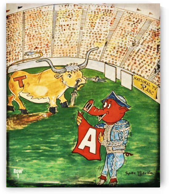 Arkansas Razorback Texas Longhorn Cartoon Art by Row One Brand