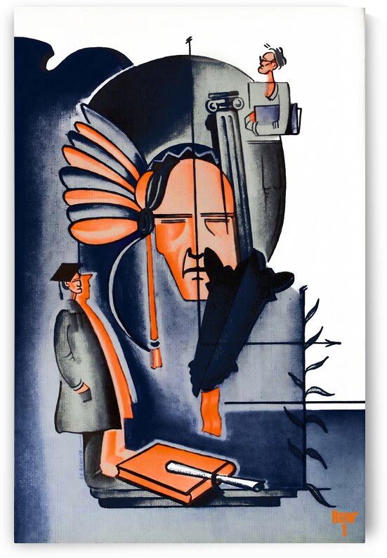 Vintage University of Illinois Art Deco Art by Row One Brand